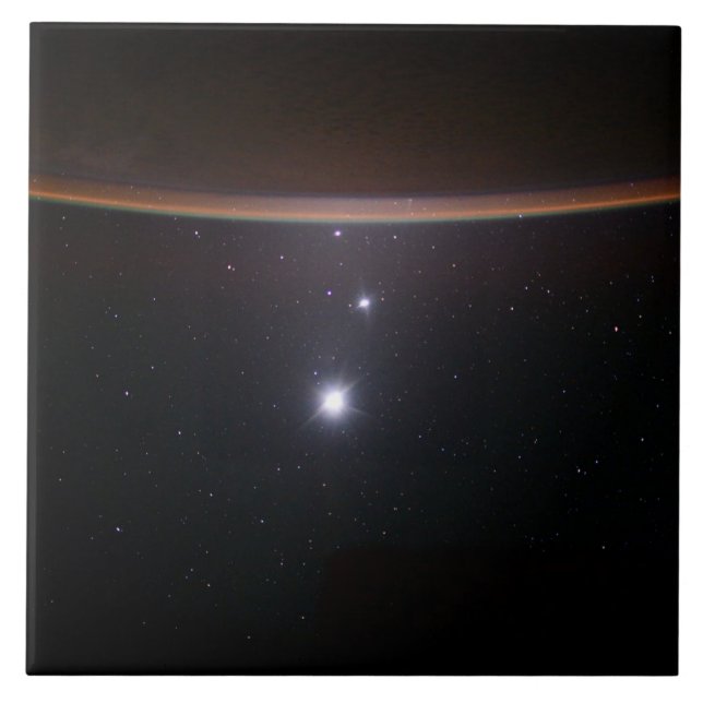 Måne, Venus, Jupiter & Earth (ISS) (NASA) (Rymdtek Kakelplatta (Framsidan)