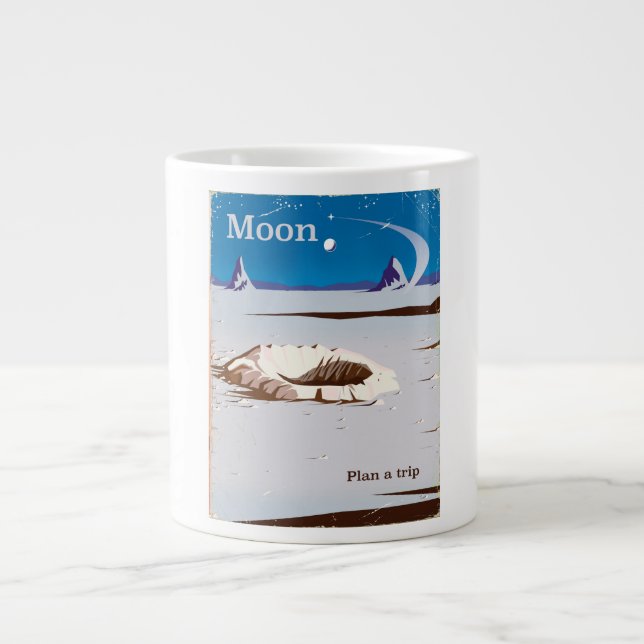Måne - vintage-Sci-fi-reseaffisch Jumbo Mugg (Framsidan)