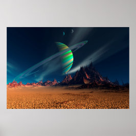 Måne-vy för nyutgåva av planeten poster