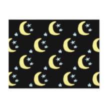 Måne-vykort (svart och mjuk Gult)