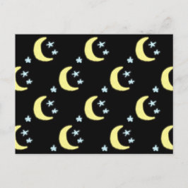 Måne-vykort (svart och mjuk Gult) Helg Vykort