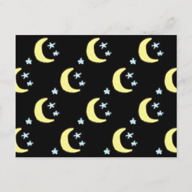 Måne-vykort (svart och mjuk Gult) Helg Vykort (Framsida)