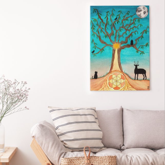 Måne Watercolor Livets träd Art Poster (Skapare uppladdad)
