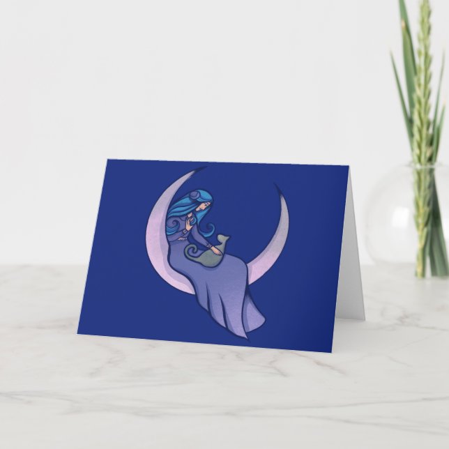 Måne Witch MoonChild Pagan Wicca Art Kort (Framsida)