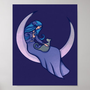 Måne Witch MoonChild Pagan Wicca Art Poster
