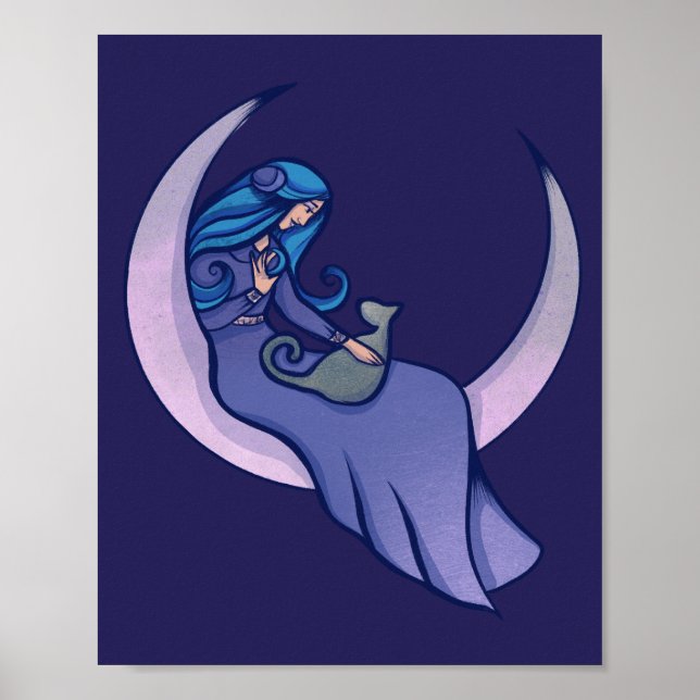 Måne Witch MoonChild Pagan Wicca Art Poster (Framsidan)