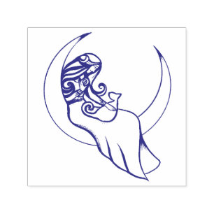 Måne Witch MoonChild Pagan Wicca Art Självfärgande Stämpel