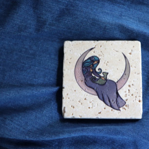 Måne Witch MoonChild Pagan Wicca Art Stenunderlägg