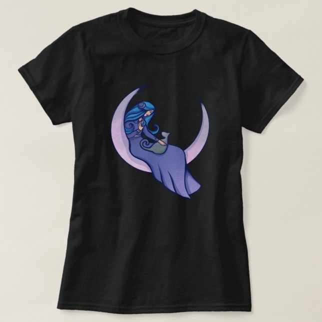Måne Witch MoonChild Pagan Wicca Art T Shirt (Design framsida)