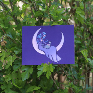 Måne Witch MoonChild Pagan Wicca Art Vykort