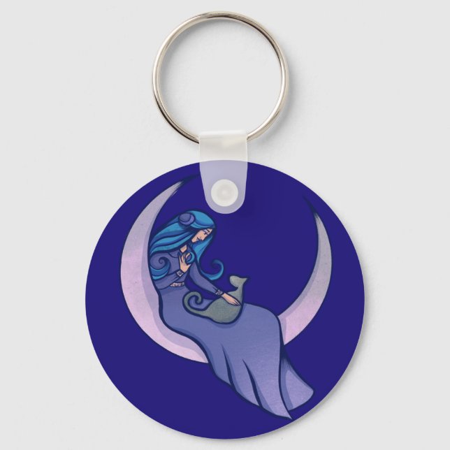 Måne Witch MoonChild Pagan Wicca Nyckelring (Framsida)