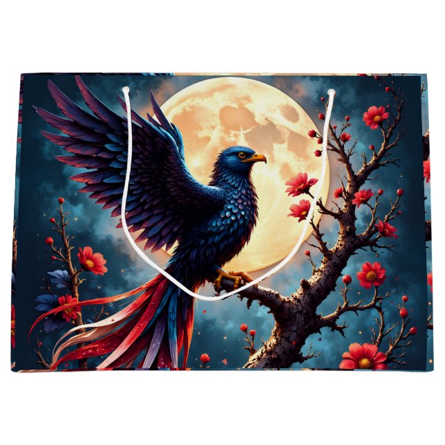 Månebelyst Crimsonwing – Mystisk Fantasifågel. (Framsidan)