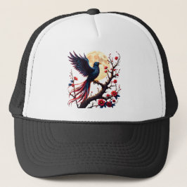 Månebelyst Crimsonwing – Mystisk Fantasifågel. Keps