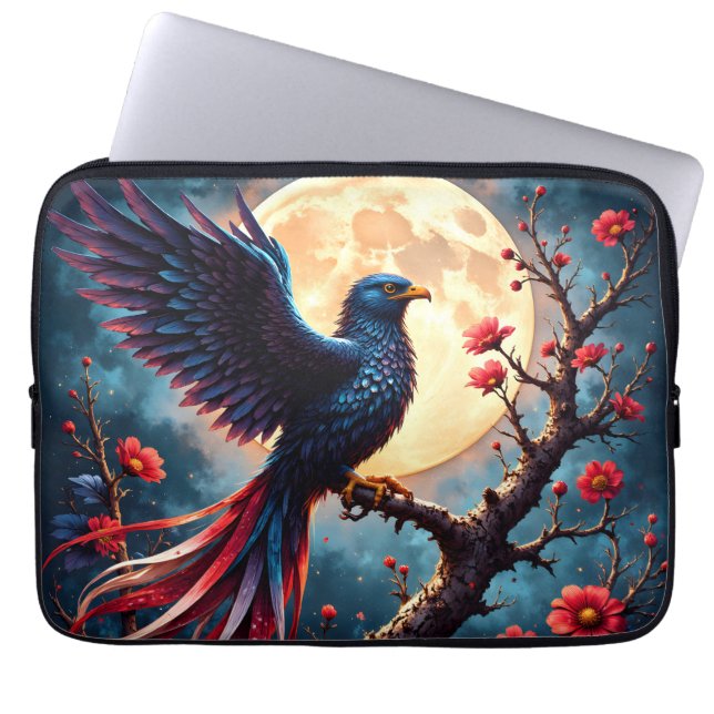 Månebelyst Crimsonwing – Mystisk Fantasifågel. Laptop Fodral (Framsidan)