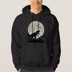 Månebelyst dinosaur hund kyrkogård silhuett skjort hoodie