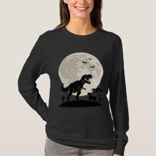 Månebelyst dinosaur hund kyrkogård silhuett skjort t shirt