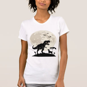 Månebelyst dinosaur hund kyrkogård silhuett skjort t shirt