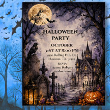 Månebelyst kyrkogård Halloween-fest