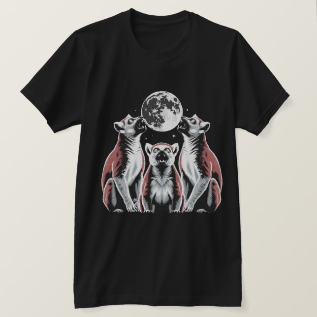 Månebelyst Lemur Trio-grafik  T Shirt (Design framsida)