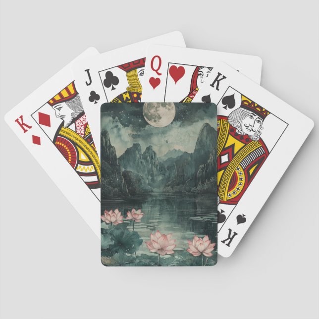Månebelyst Lotus-sjö (8) Casinokort (Baksidan)