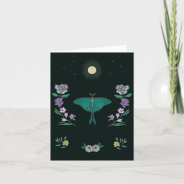 Månebelyst Luna Moth-trädgård Liten Välkomstkort Tack Kort