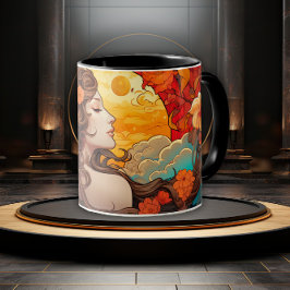 Månebelyst musa Art Nouveau Mugg