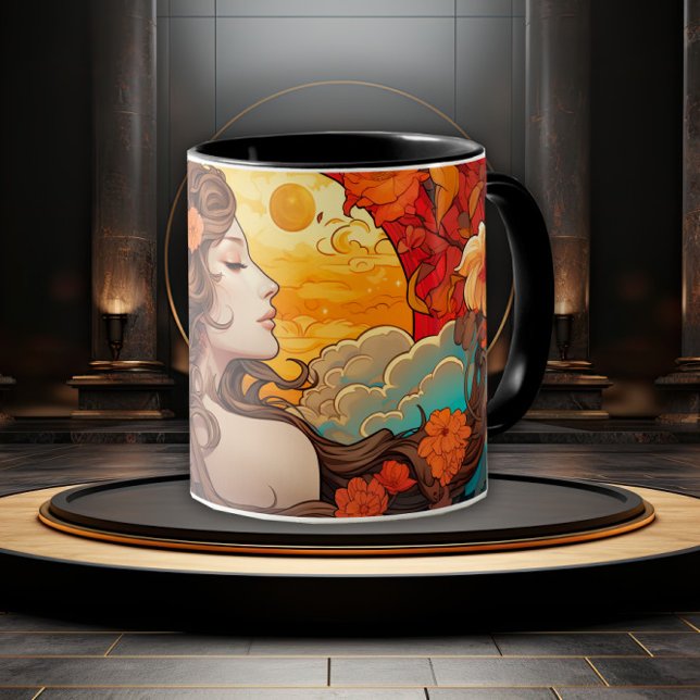 Månebelyst musa Art Nouveau Mugg (Skapare uppladdad)