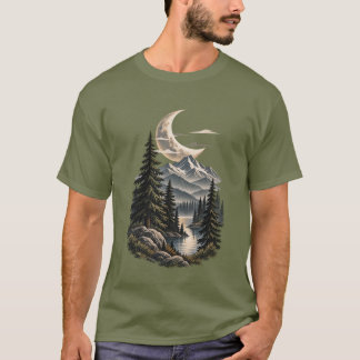 Månebelyst sjöäventyr i bergen utomhus t shirt