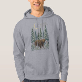 Månebelyst Skogs Björn Vilda Djur Hoodie