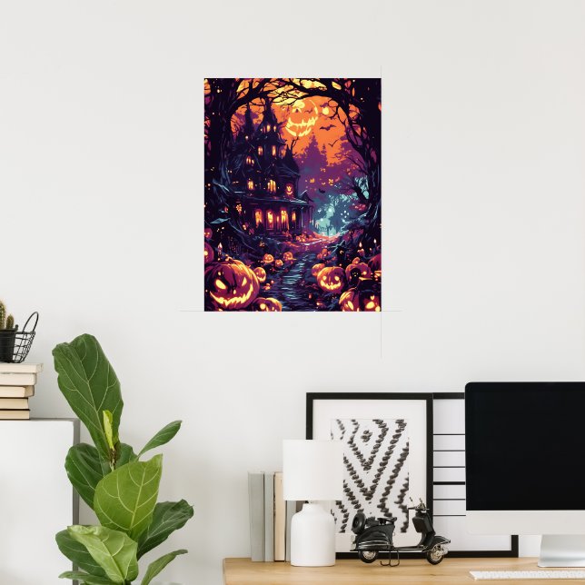 Månebelyst spökhuspromenad poster (Hemmakontoret)