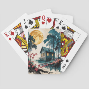 Månebelyst stuga Japansk skogskonst (1) Casinokort