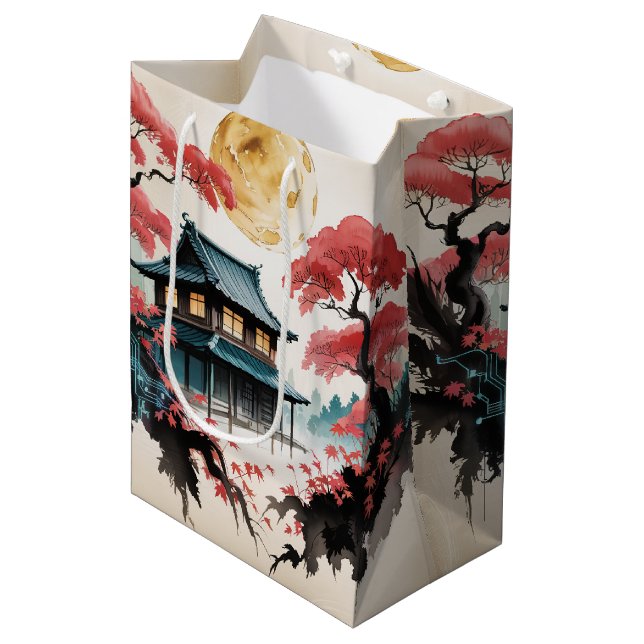 Månebelyst stuga Japansk skogskonst (5) (Framsidan Vinklad)