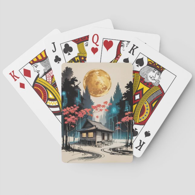 Månebelyst stuga Japansk skogskonst (9) Casinokort (Baksidan)