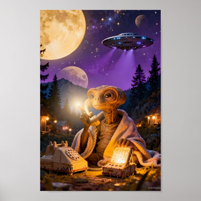 Månebelyst utomjording som ropar från kullarna Aff Poster (Framsidan)