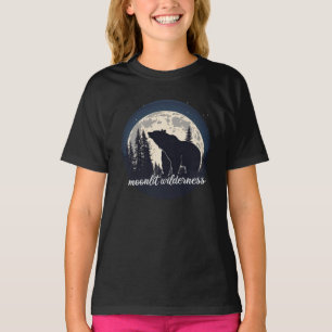 Månebelyst vildmark natur björn silhuett t shirt