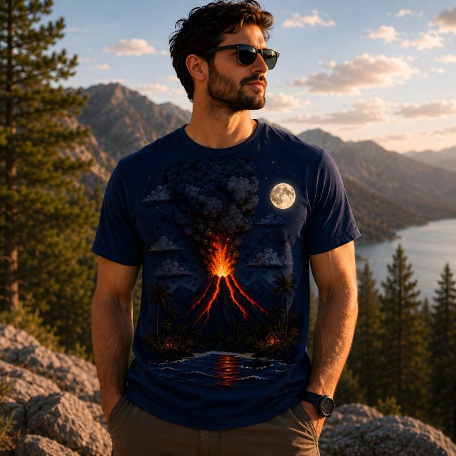 Månebelyst vulkan t shirt (Skapare uppladdad)