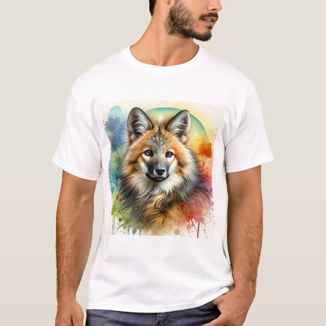 Maned Wolf 210624AREF112 - Watercolor T Shirt (Framsida)