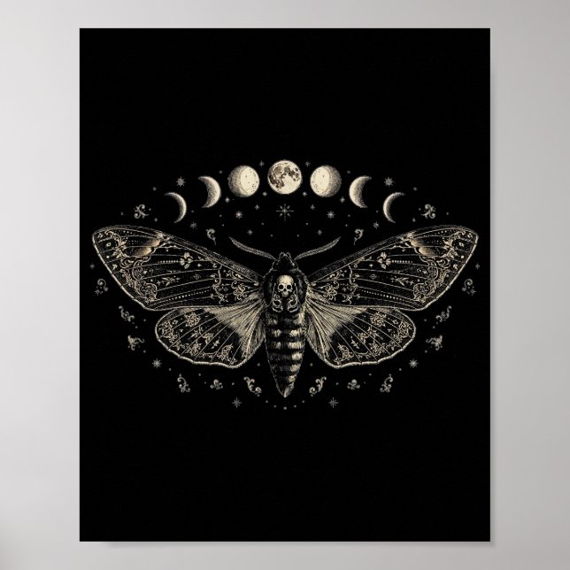 Månefaser Moth Affisch — Death's-Head Moth & Luna (Framsidan)