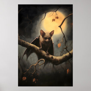 Månefladdermus konsttryck, Mörk Cottagecore (Digit Poster