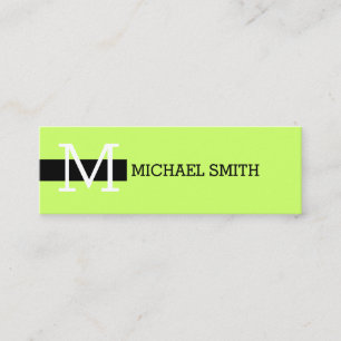 Månegrönt & svart för Monogram elegant modern Mini Visitkort