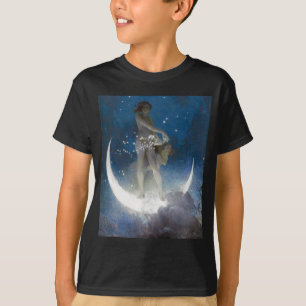 Månegudinna på natten som strör ut stjärnor t shirt