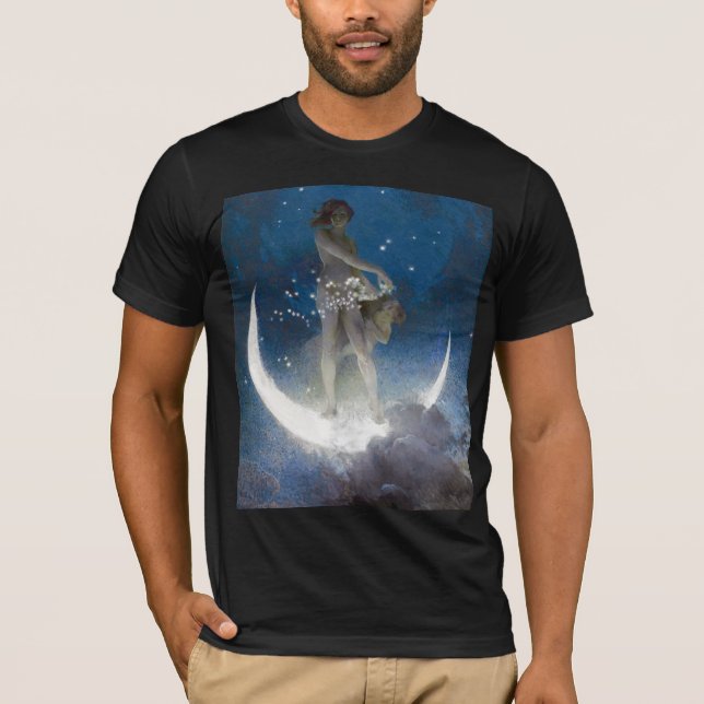 Månegudinnan på natten som strör ut stjärnor t shirt (Framsida)