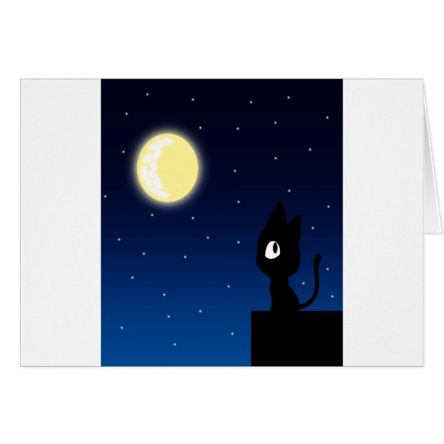 Månekatt Hälsningskort (Framsidan Horizontal)