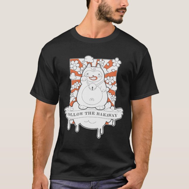Maneki Neko - Baka Beträffande-Blandning T Shirt (Framsida)