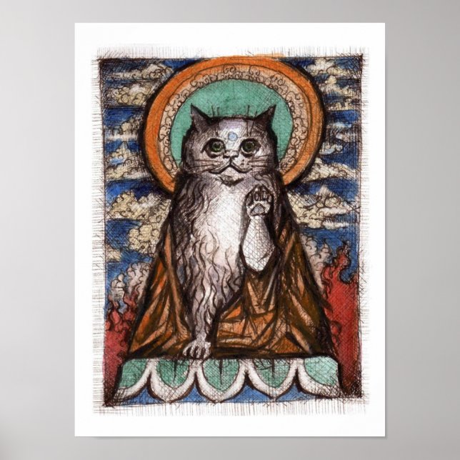Maneki Neko Cat Poster - Buddha Cat (Framsidan)