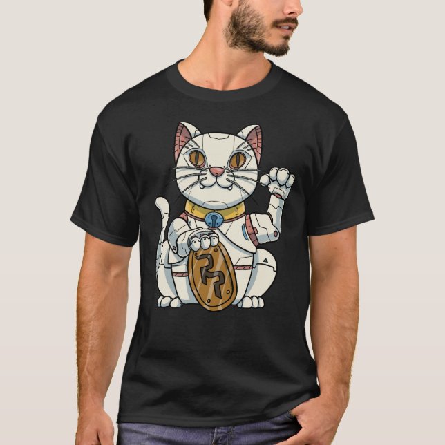Maneki Neko Cat T Shirt (Framsida)