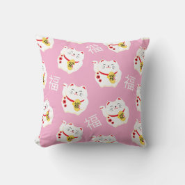 Maneki Neko Cute Lucky White Cat Kudde