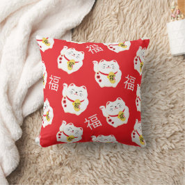 Maneki Neko Cute Lucky White Cat Kudde