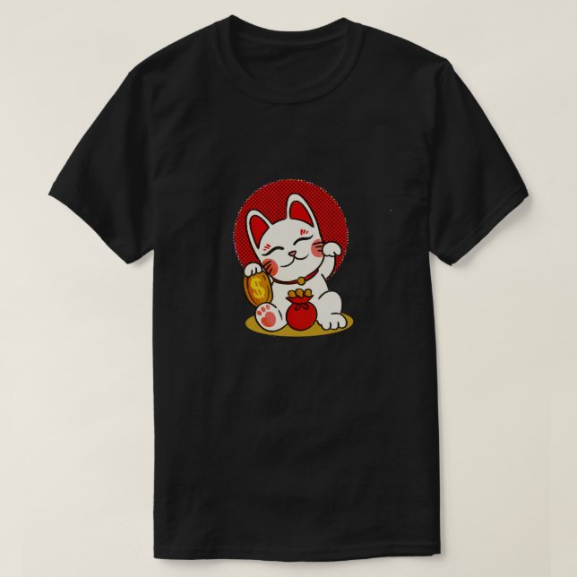Maneki Neko den lockande katten T Shirt (Design framsida)