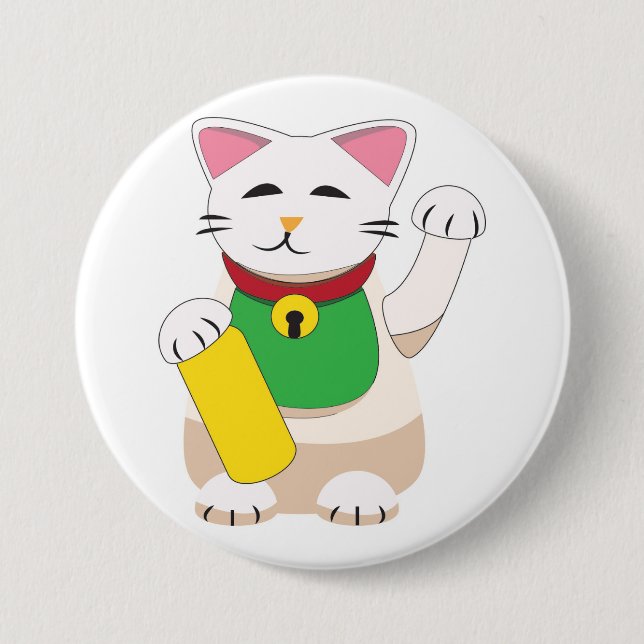 Maneki Neko eller Vinkande Katt Knapp (Framsida)